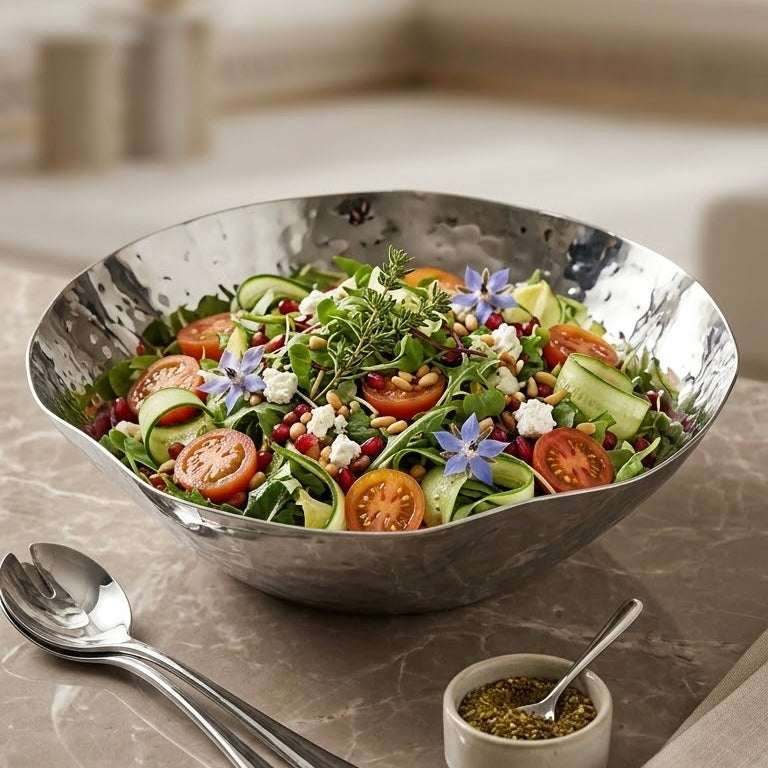 Hammered Stainless Steel Salad & Serving Bowl (Small – 14 cm)
