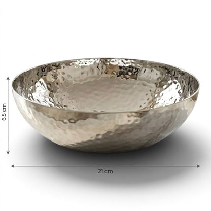 Hammered Stainless Steel Salad & Serving Bowl (21 cm) – Deep Round Design