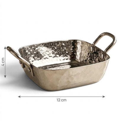 Square Stainless Steel Salad & Serving Bowl with Handles (S – 12 cm)
