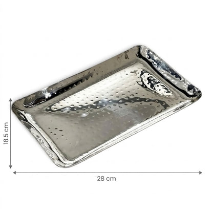 Hammered Stainless Steel Rectangular Dessert Serving Tray - L