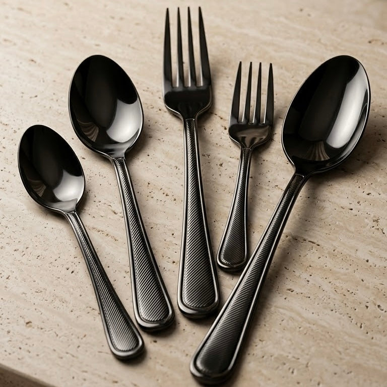 AlpenBerg 74-Piece Premium Dark Stainless Steel Cutlery Set