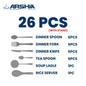 Elegant 26-Piece Cutlery in Silver & Gold (Focuses on color options)