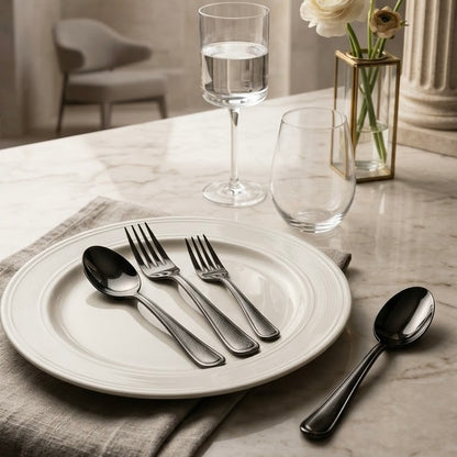 AlpenBerg 74-Piece Premium Dark Stainless Steel Cutlery Set