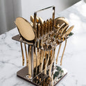 Elegant 26-Piece Cutlery in Silver & Gold (Focuses on color options)