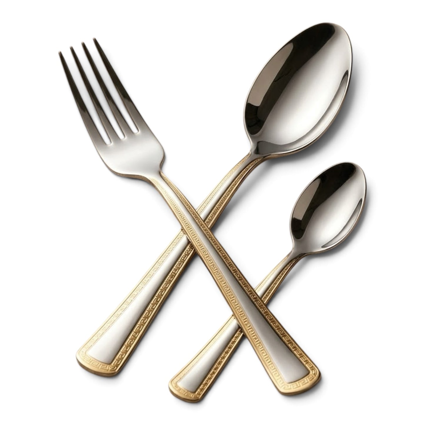 MGFR 24-Piece Stainless Steel Cutlery Set with Standing Rack (Gold Trim)