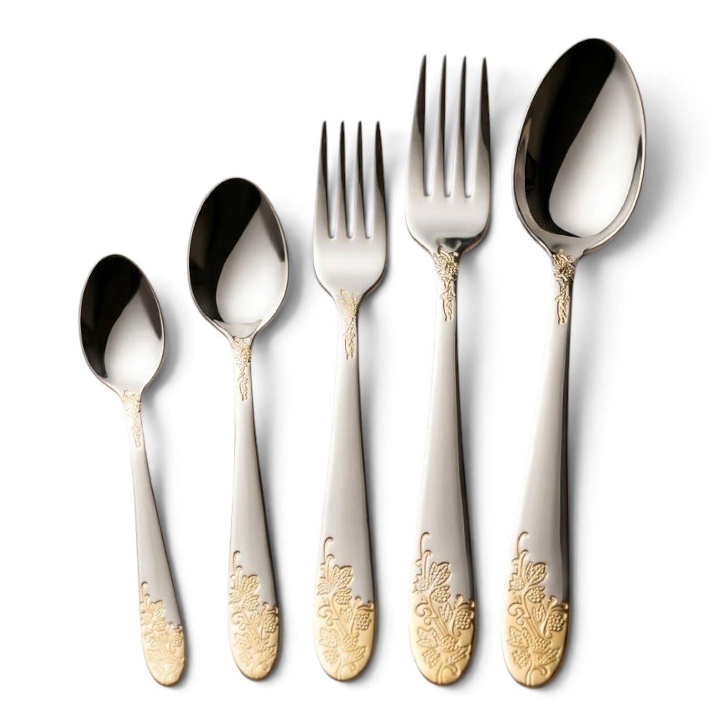 AlpenBerg 74-Piece Stainless Steel Cutlery Set (Gold Floral Embossing)