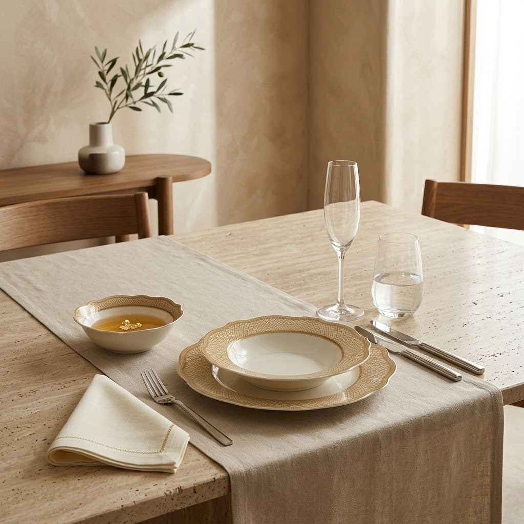 Royal Geometric Gold Lattice Porcelain Dinner Set – 24 Pcs (Service for 6)