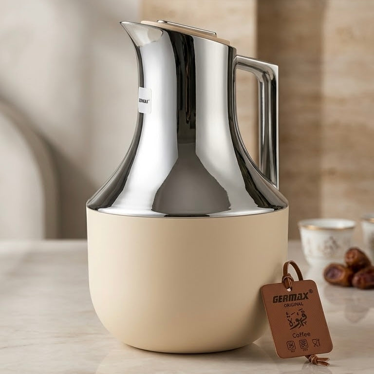 Germax Modern Cream Beige & Chrome Vacuum Flask – 0.7 L