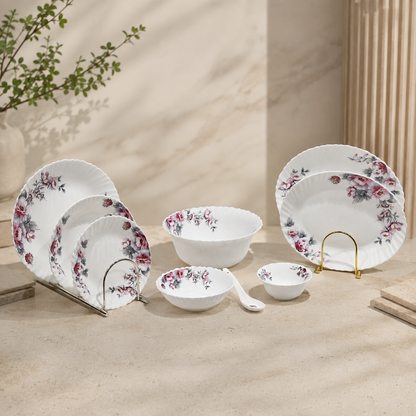 Germax Elegant Scalloped Pink Floral Banquet Dinnerware Set (39 Pc