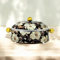 Floral Elegance Oval Hot Pot (Highlights the design) - Black