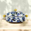 Floral Elegance Oval Hot Pot (Highlights the design) - Blue