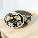 Floral Elegance Oval Hot Pot (Highlights the design) - Black
