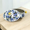 Floral Elegance Oval Hot Pot (Highlights the design) - Blue