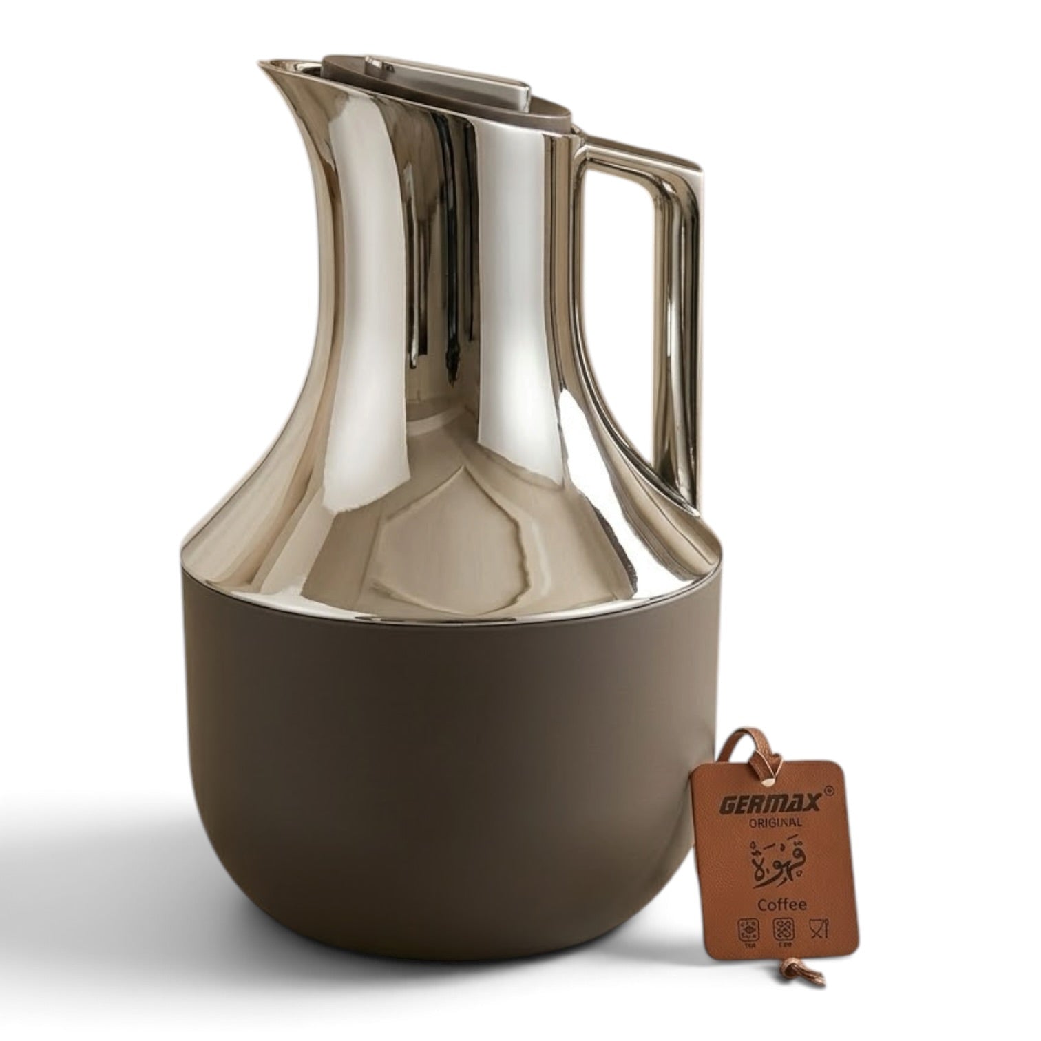 Germax Modern Brown & Chrome Vacuum Flask – 0.7 L