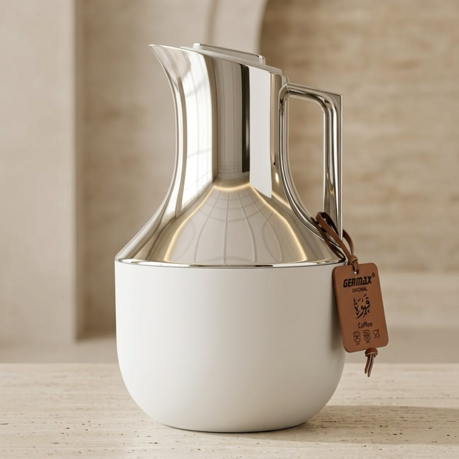 Germax Modern Off-White & Chrome Vacuum Flask – 0.7 L