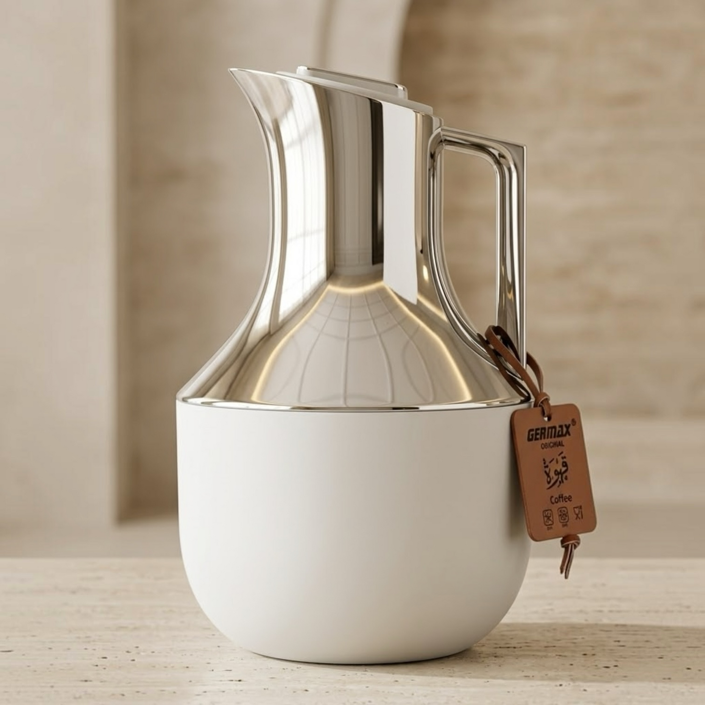 Germax Modern Off-White & Chrome Vacuum Flask – 0.7 L