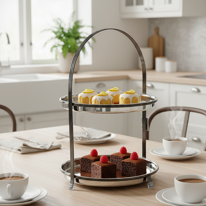 Stainless Steel Serving Stand chrome – 2 Tier (L) - Mawaeen