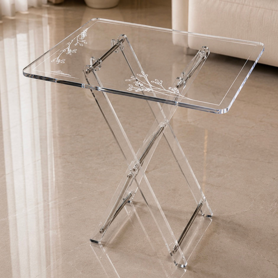 Luxury Transparent Acrylic Majlis Service Table Set with Silver Hardware (4 Pcs)