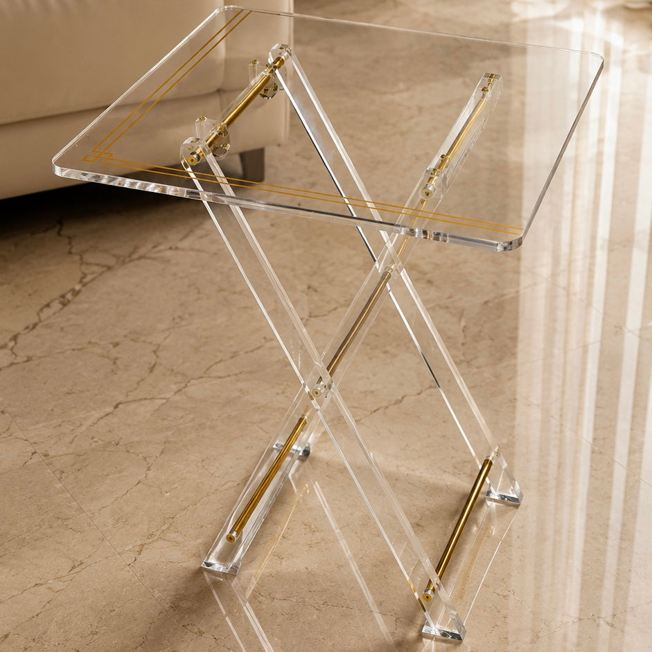 Luxury Transparent Acrylic Square Majlis Table Set with Holder Stand (4 Pcs)