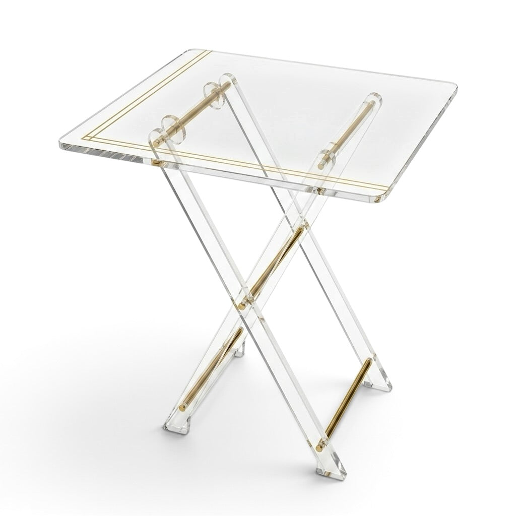 Luxury Transparent Acrylic Square Majlis Table Set with Holder Stand (4 Pcs)