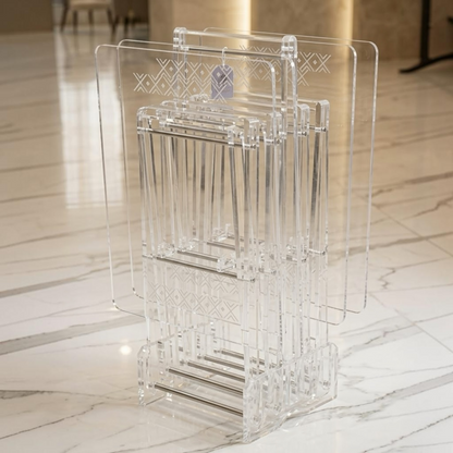 Luxury Transparent Acrylic Majlis Service Table Set with Chrome Hardware (4 Pcs)