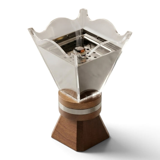 Modern Acrylic & Wood Incense Burner / Mabkhara with Scalloped Rim – Large