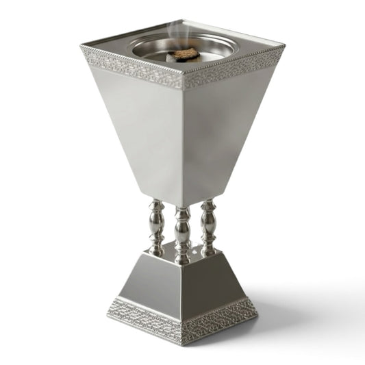 Luxury Silver Incense Burner / Mabkhara with Ornate Pedestal Base – Large