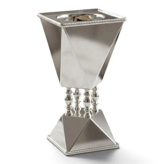 Luxury Silver Diamond-Cut Incense Burner / Mabkhara – Large