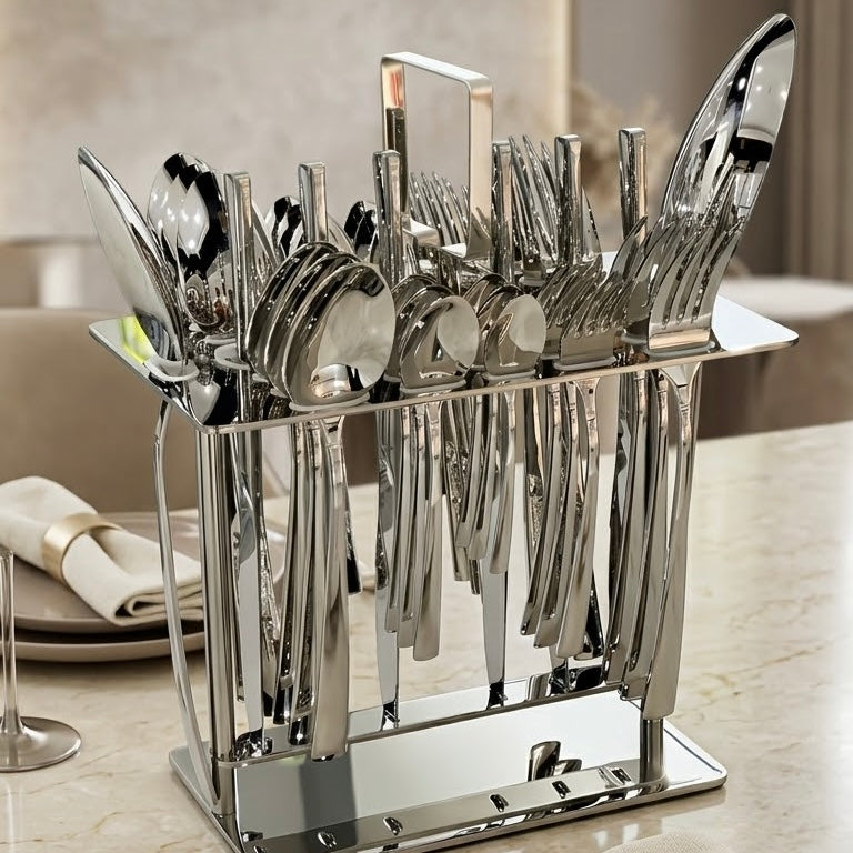 Alpen Berg Premium 38-Piece Silverware Set with Display Stand