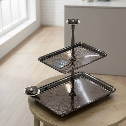 Luxury 2-Tier Serving Stand- Chrome - Mawaeen