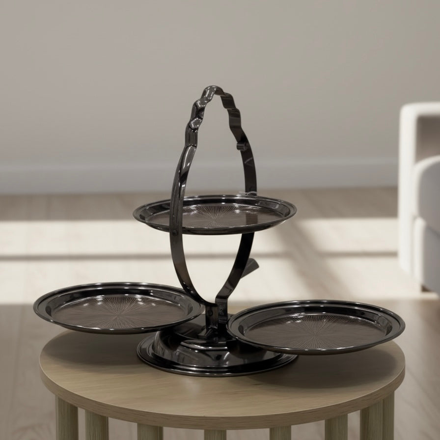 3-Tier Round Serving Stand Chrome - Mawaeen