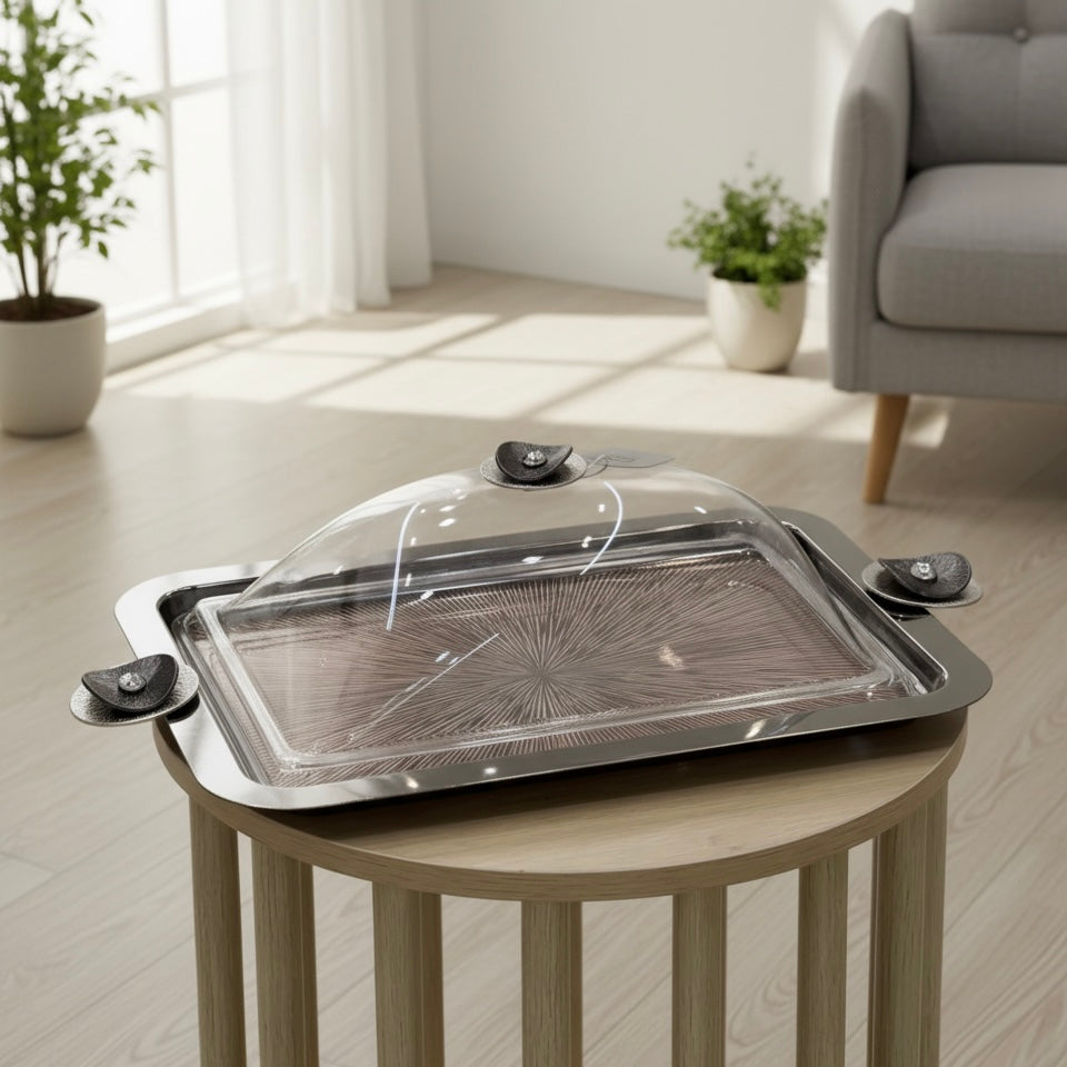 Covered Rest Cake & Candy Tray Chrome - (M) - Mawaeen