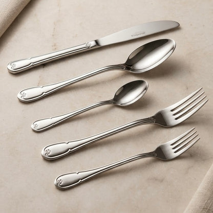 Alpen Berg Luxury Stainless Steel Cutlery Set (38 Pcs) with Stand – Classic Scalloped Handle Design