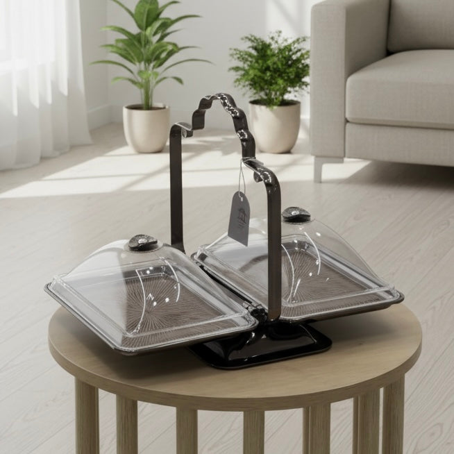 2-Side Serving Stand Chrome - (L) - Mawaeen
