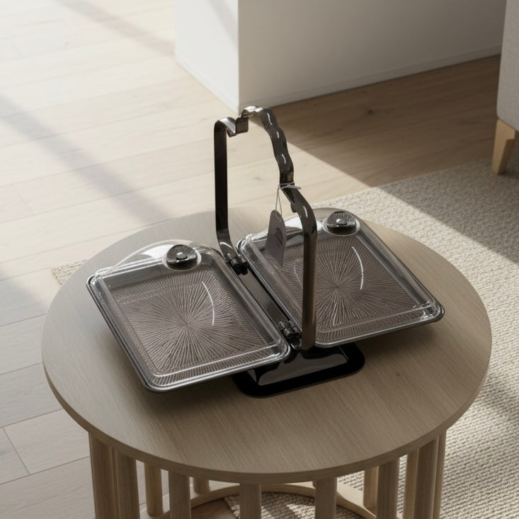 2-Side Serving Stand Chrome - (L) - Mawaeen