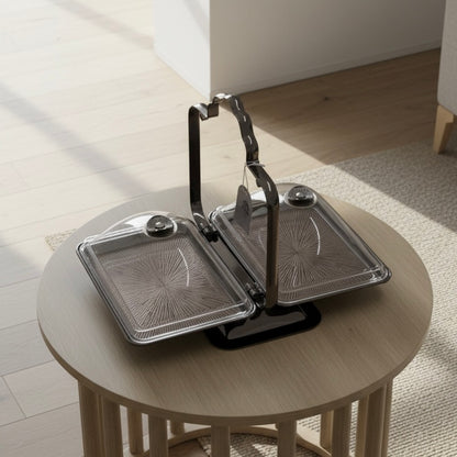 2-Side Serving Stand Chrome - (L) - Mawaeen