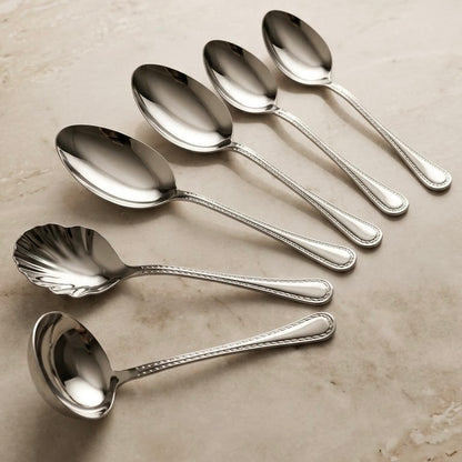 Alpen Berg Luxury Beaded Stainless Steel Serving & Hostess Set (6 Pcs) with Stand
