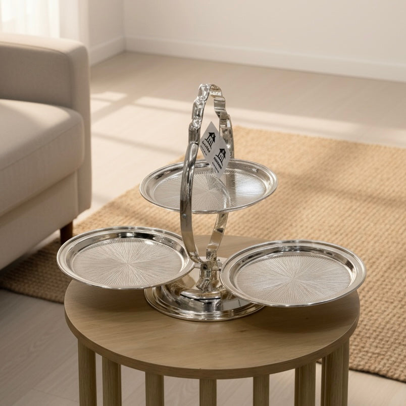 3-Tier Round Serving Stand Silver