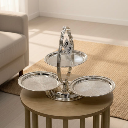 3-Tier Round Serving Stand Silver - Mawaeen