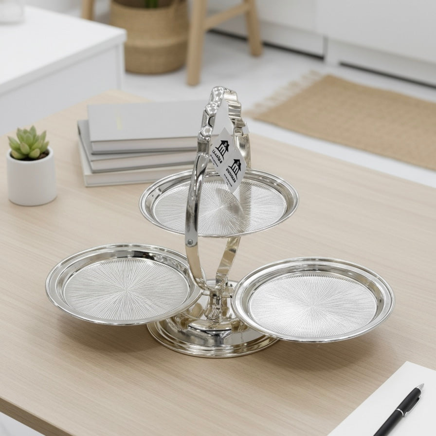 3-Tier Round Serving Stand Silver