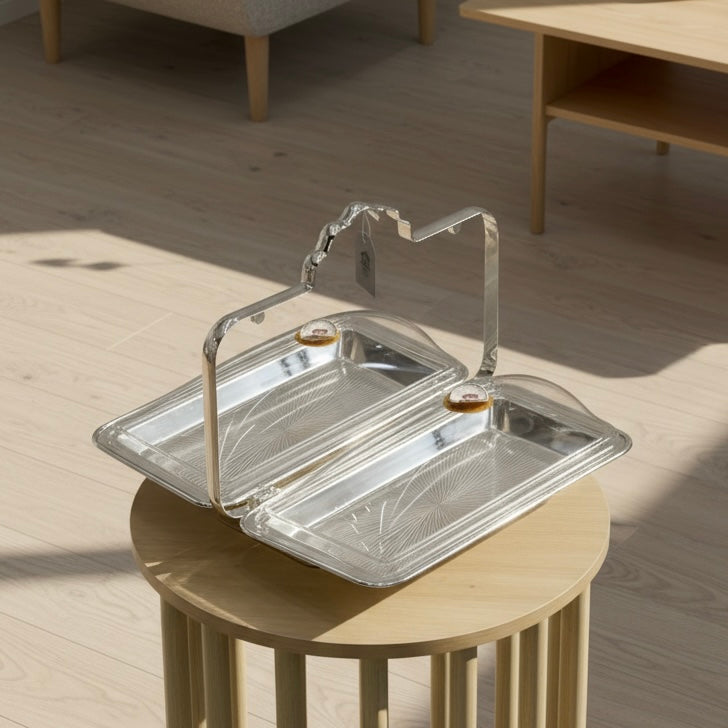 2-Side Serving Stand Chrome - (L) - Mawaeen