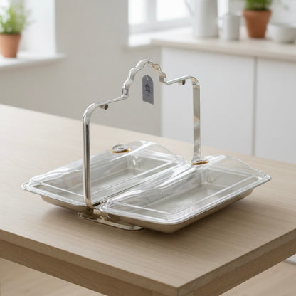 2-Side Serving Stand Chrome - (L) - Mawaeen