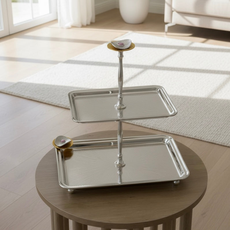 Luxury 2-Tier Serving Stand- Silver