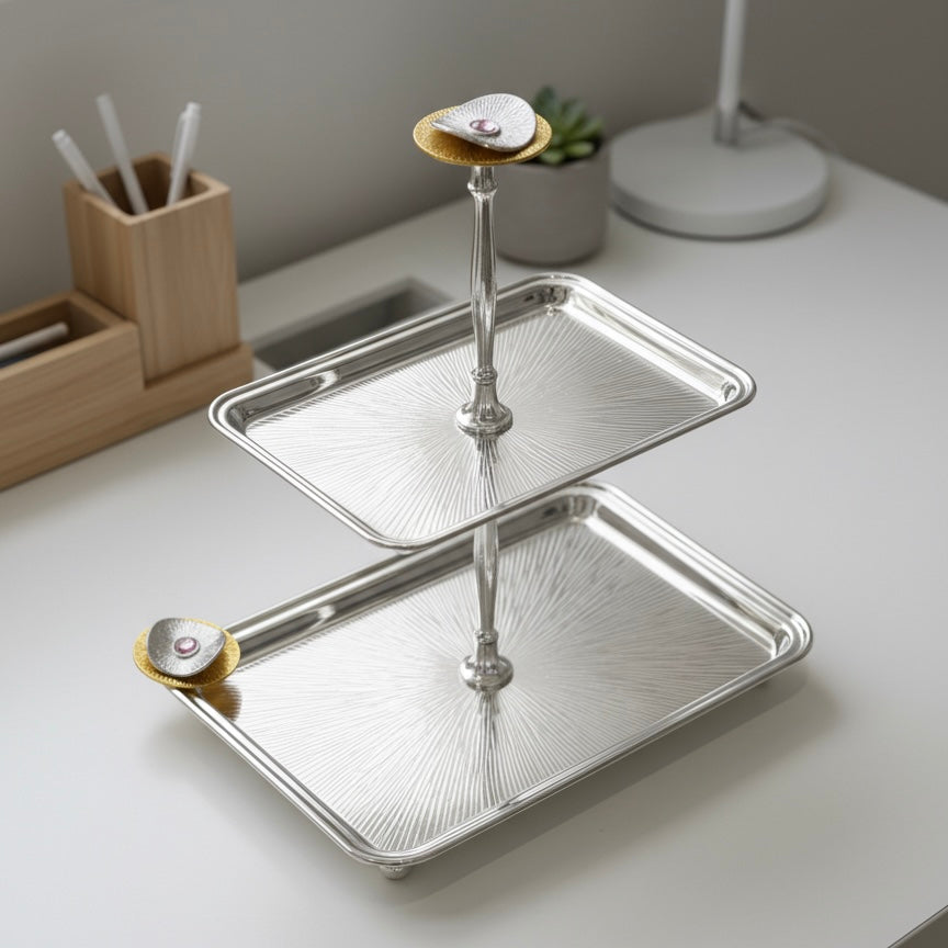 Luxury 2-Tier Serving Stand- Silver