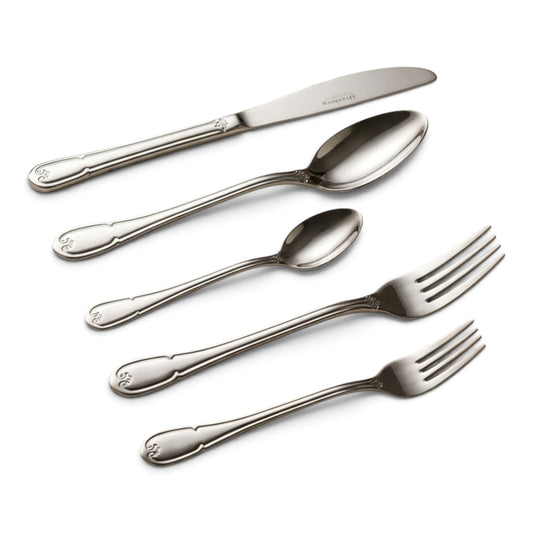 Alpen Berg Luxury Stainless Steel Cutlery Set (38 Pcs) with Stand – Classic Scalloped Handle Design