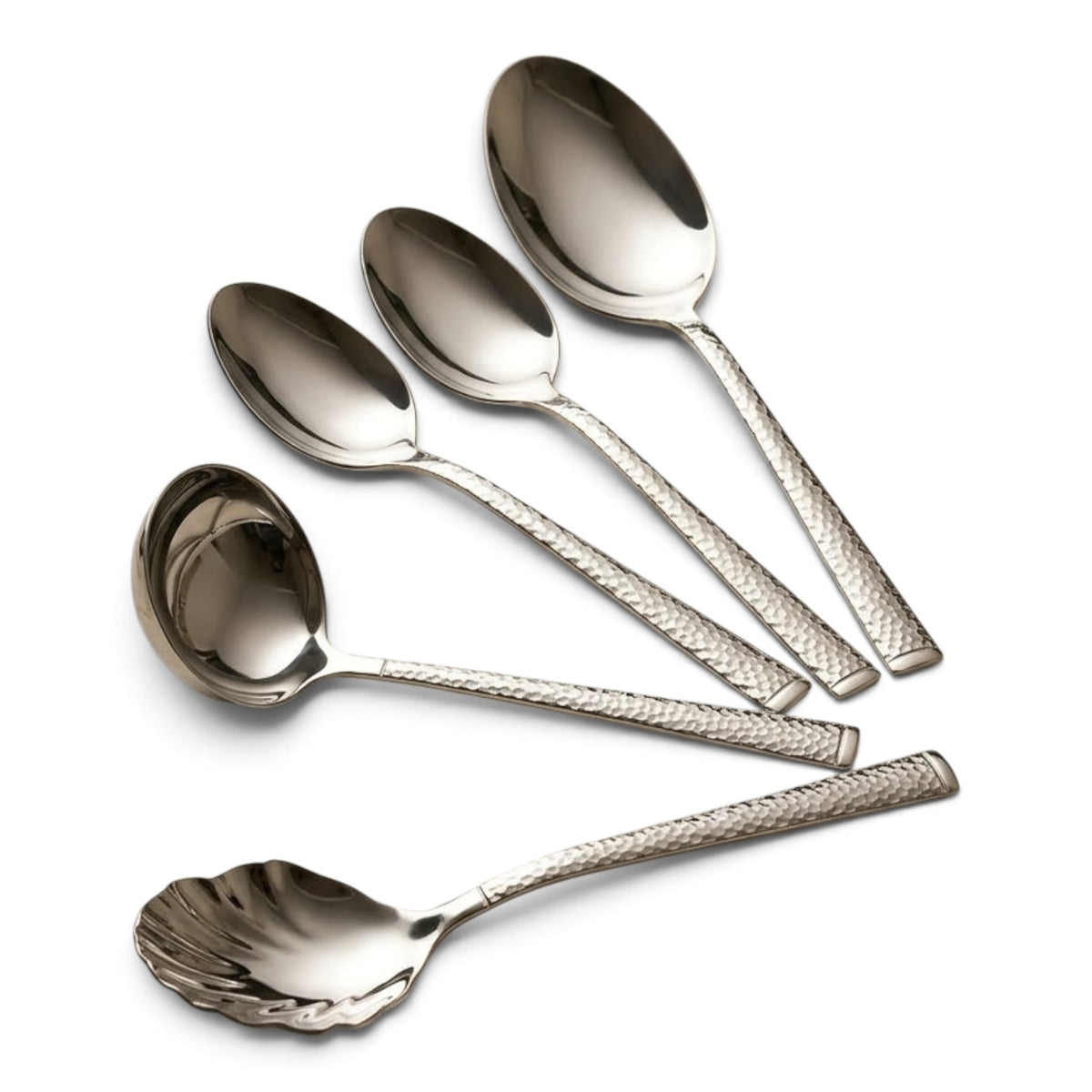 Alpen Berg Luxury Hammered Stainless Steel Serving & Hostess Set (6 Pcs) with Stand