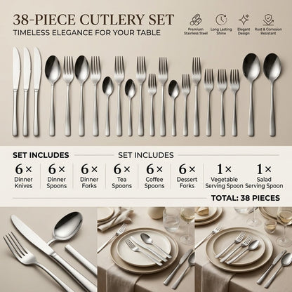 Alpen Berg Premium 38-Piece Silverware Set with Display Stand