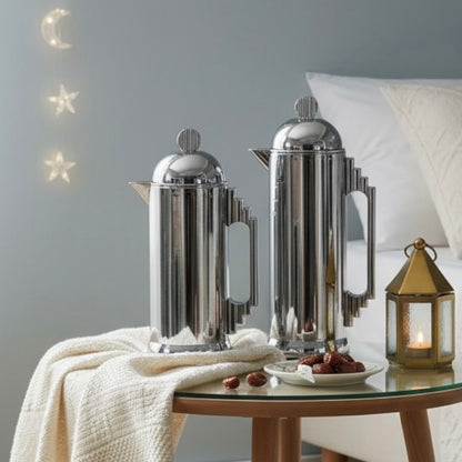 Al Marjan Dallah Set – 0.7L & 1L - Silver Chrome - Mawaeen