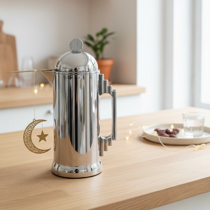 Al Marjan Dallah Set – 0.7L & 1L - Silver Chrome - Mawaeen