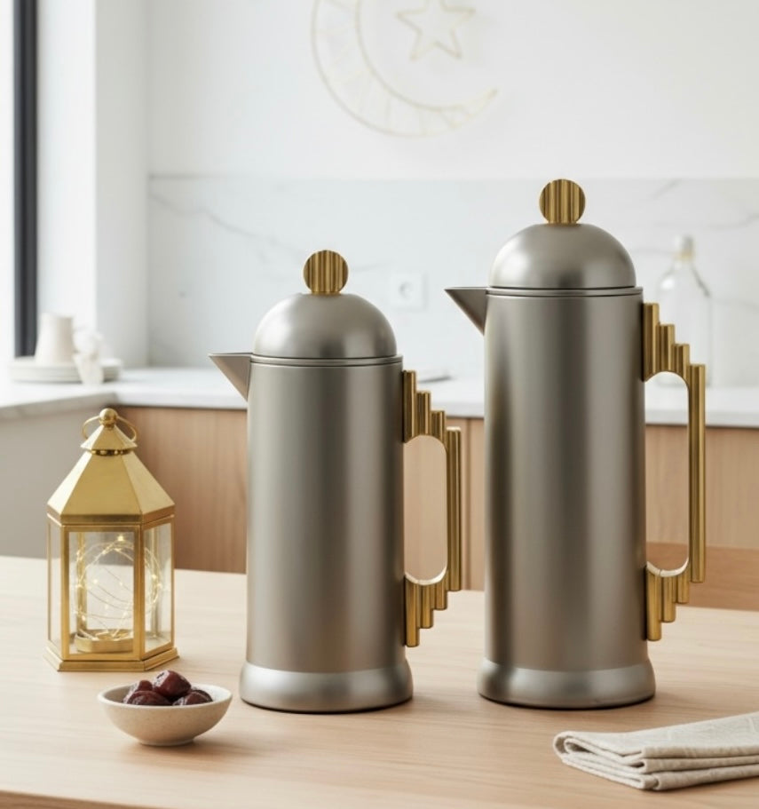 Al Marjan Dallah Set – 0.7L & 1L - M/Silver Gold